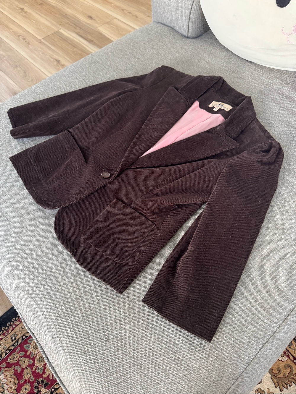 Juicy Couture Dark Brown Corduroy Blazer with Pink Lining
